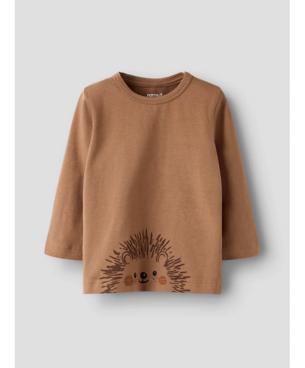 Name it langærmet trøje i brun til baby