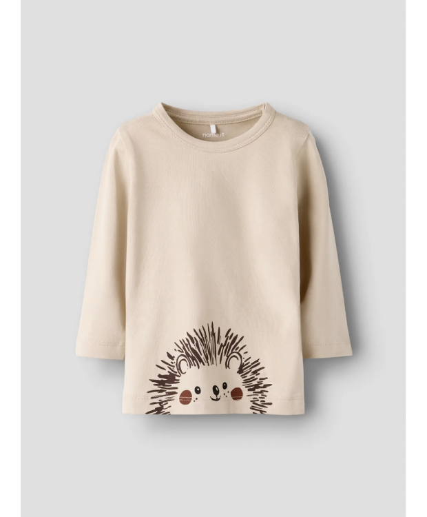 Name it langærmet trøje i beige til baby