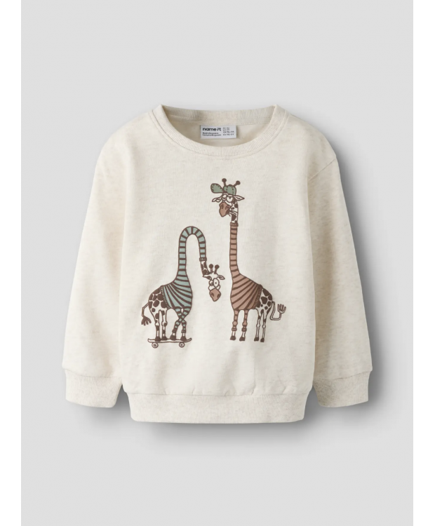 Name it Sweatshirt i beige med giraf til drenge