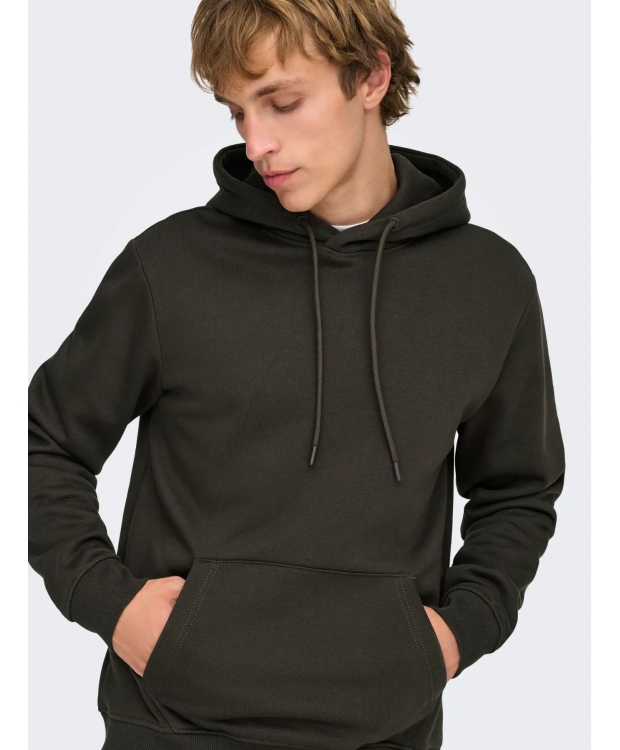 ONLY & SONS Hoodie i brun til herre billede 3