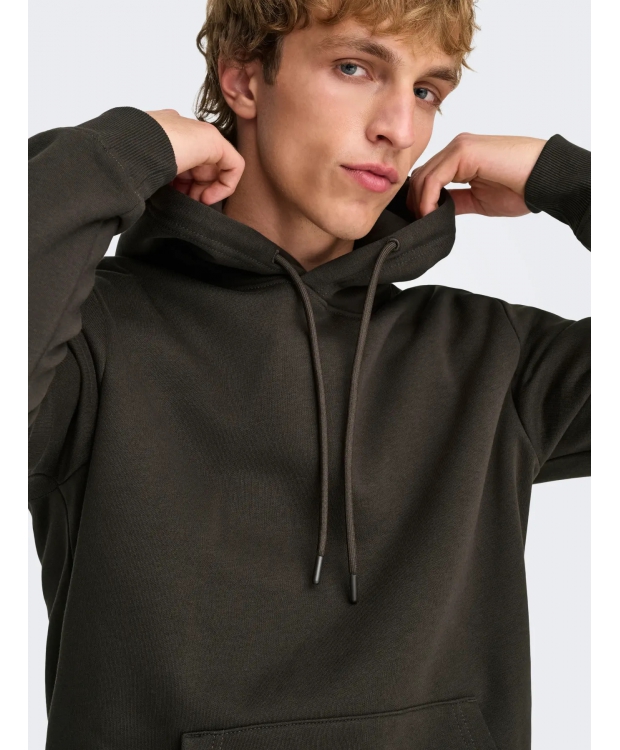 ONLY & SONS Hoodie i brun til herre billede 4