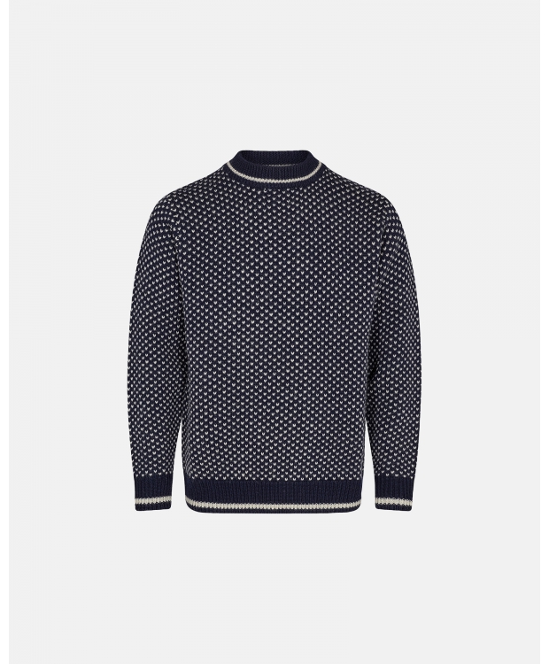 Dovre striktrøje m. mønster i navy til herre