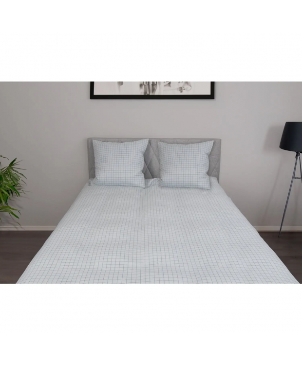 Pudebetræk 60x63 cm - 100% bomuld - Blå ternet hovedpudebetræk - Nordstrand Home