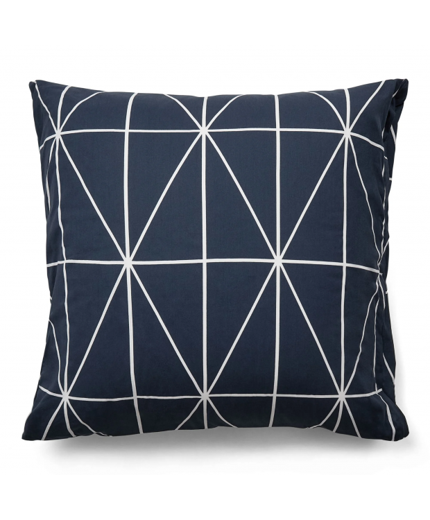 Pudebetræk 60x63 cm - 100% bomuld - Blåt hovedpudebetræk med harlekintern - Nordstrand Home