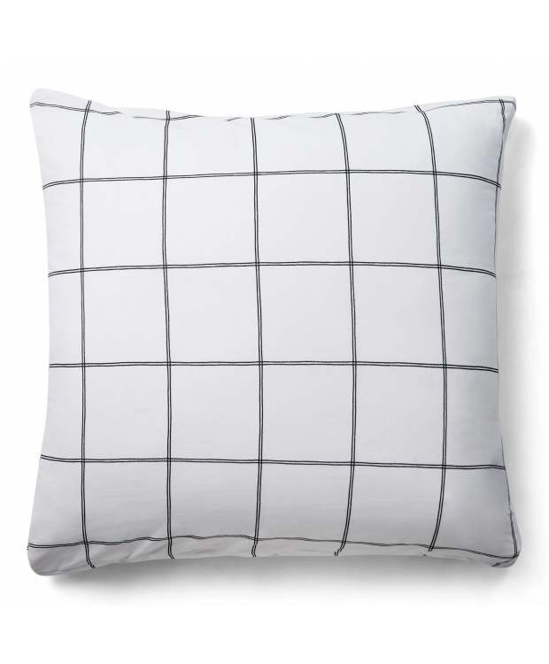 Pudebetræk 60x63 cm - 100% bomuld - Hvidt hovedpudebetræk med sorte tern - Nordstrand Home