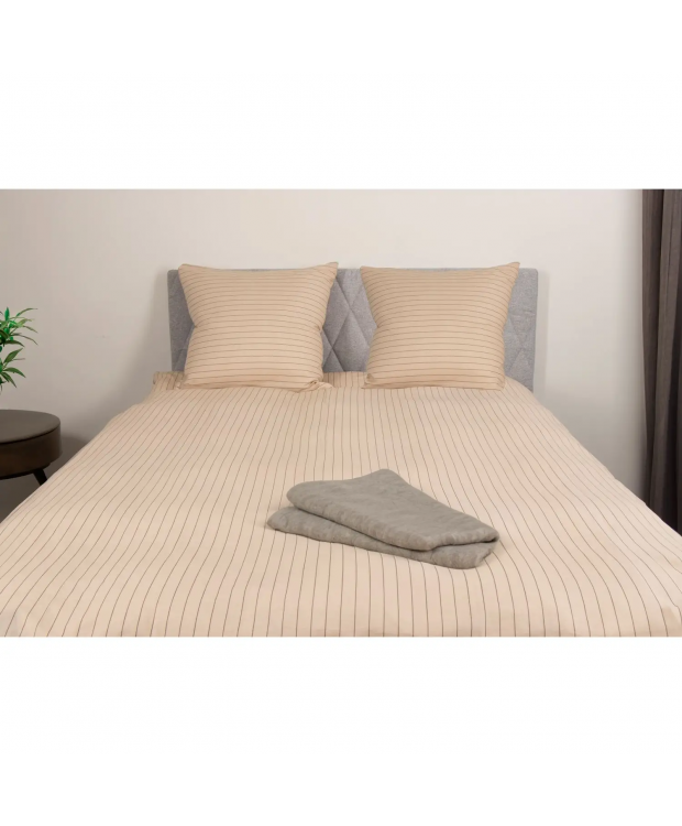 Pudebetræk 60x63 cm - 100% bomuld - Sand stribet hovedpudebetræk - Nordstrand Home