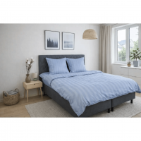 Bambus pudebetræk - 100% Naturligt bambus - 60x63 cm - Blåt, jacquardvævet hovedpudebetræk med striber