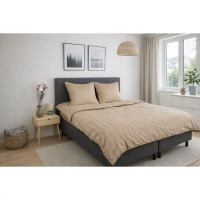 Bambus pudebetræk - 100% Naturligt bambus - 60x63 cm - Sandfarvet, jacquardvævet hovedpudebetræk med striber