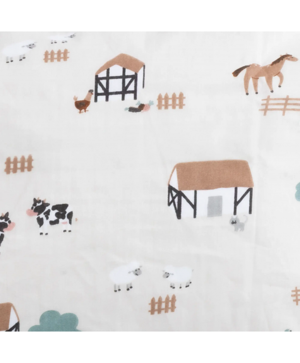 Sengetøj 100x140 cm - Junior sengesæt med bondegårds motiver - 100% bomulds sengelinned - Nordstrand Home billede 3