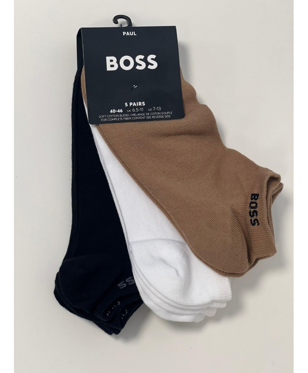 BOSS 11 par bomuld ankelstrømper brun, hvid og sort til herre.