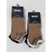 BOSS 11 par bomuld ankelstrømper brun, hvid og sort til herre.
