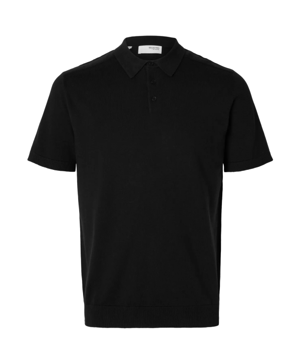 Selected Strikket Polo i sort til herre billede 2