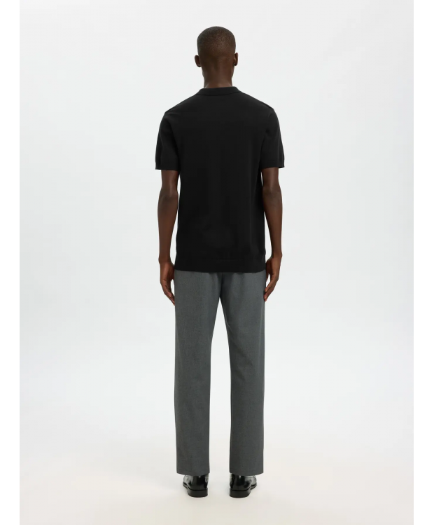 Selected Strikket Polo i sort til herre billede 3