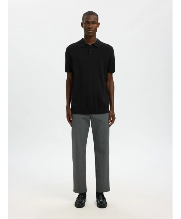 Selected Strikket Polo i sort til herre billede 4