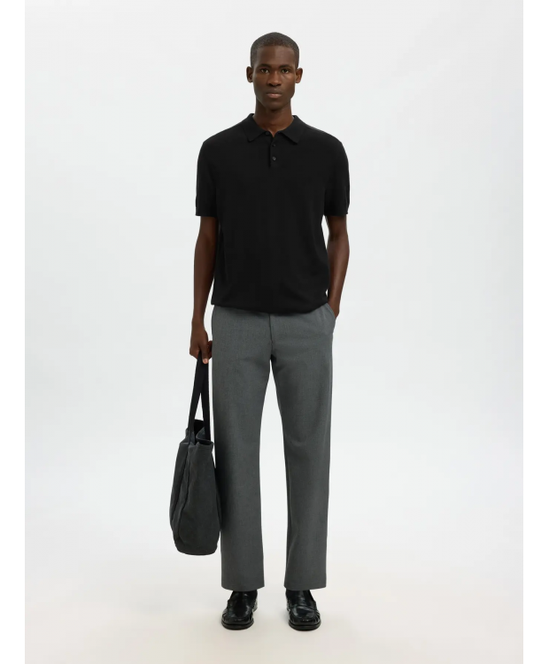Selected Strikket Polo i sort til herre billede 6