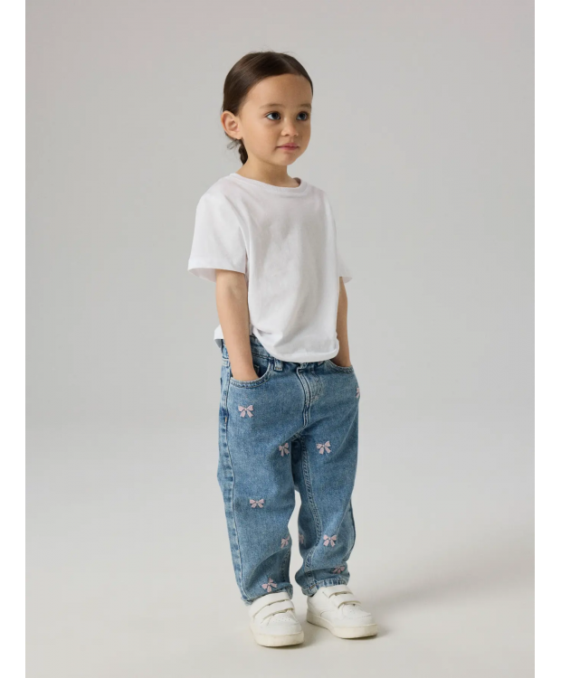 Name it MOM EMB JEANS i blå denim med sløjfer til piger
