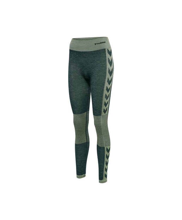 Hummel Clea Seamless Mid Waist Tights i Darkest Spruce Basil Melange til kvinder
