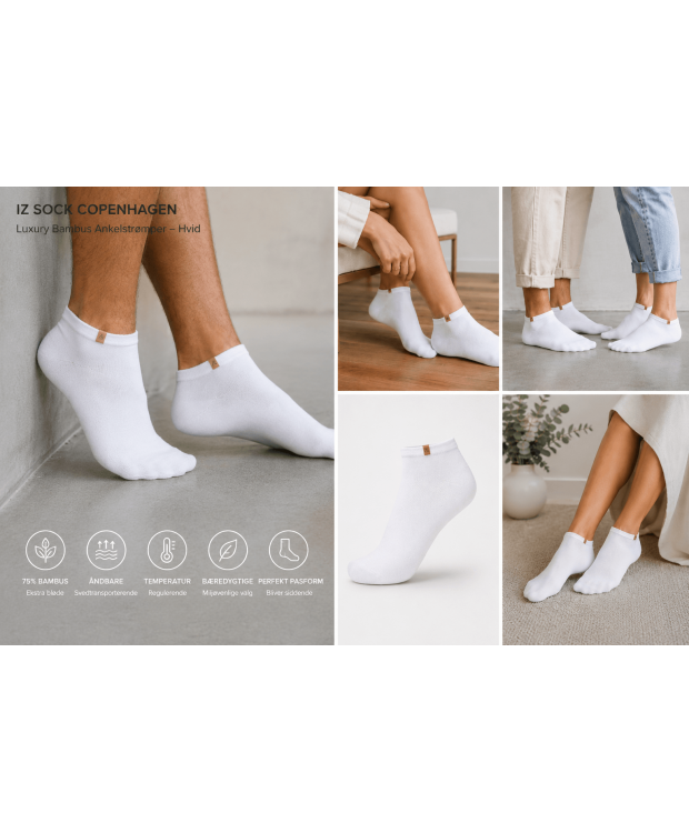 iZ Sock Luxury bambus-ankelstrømper hvid unisex – 35–49 billede 8