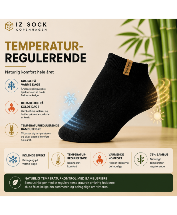 iZ Sock Luxury bambus-ankelstrømper sort unisex – 35–49 billede 4
