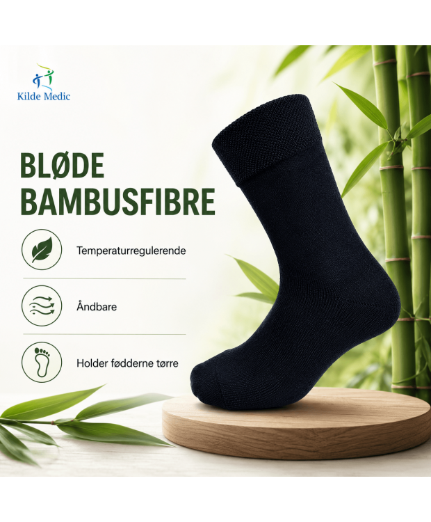 Kilde Comfort diabetes bambusstrømper sort unisex billede 2