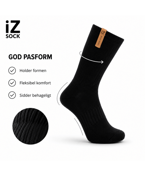 IZ Sock sorte sportsstrømper med svangstøtte – unisex billede 2