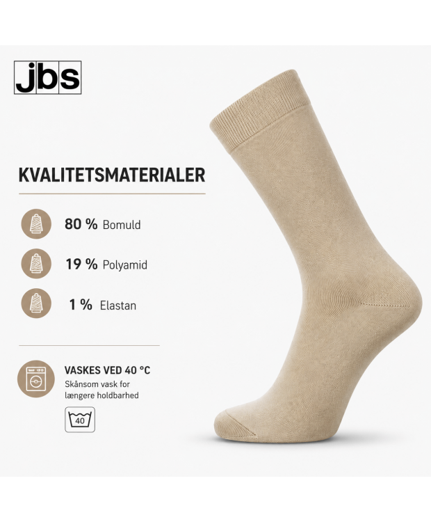JBS klassiske bomuldsstrømper til herre – lys sand billede 5
