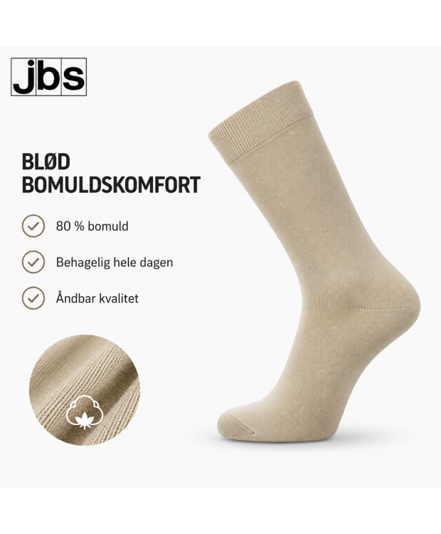 JBS klassiske bomuldsstrømper til herre – lys sand billede 2
