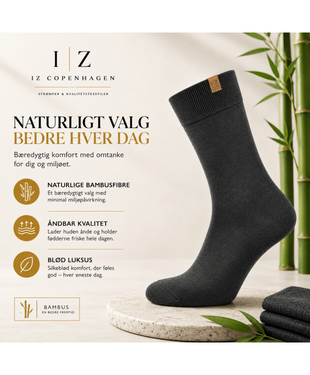 iZ Sock Copenhagen Luxury bambusstrømper – mørkegrå – unisex billede 3