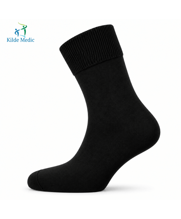 Kilde Comfort diabetes bomuldsstrømper sort unisex