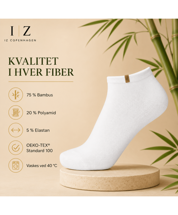 iZ Sock Luxury bambus-ankelstrømper hvid unisex – 35–49 billede 3