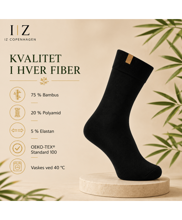 iZ Copenhagen Luxury Bambusstrømper i Sort – Premium Bambusstrømper til Dame & Herre billede 4
