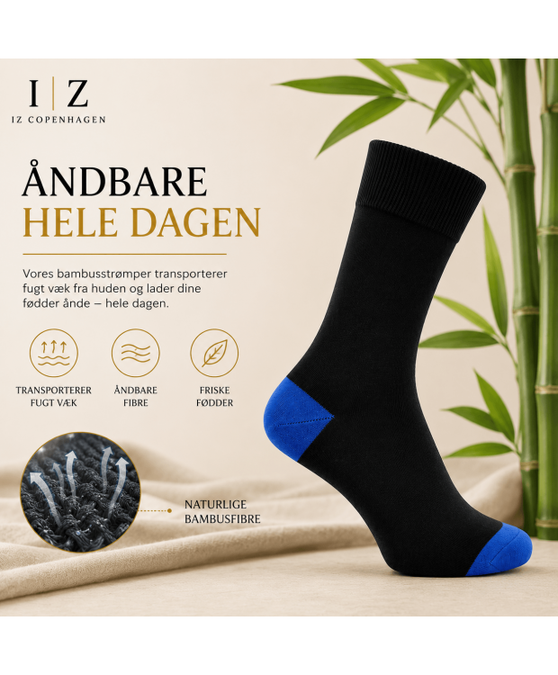 iZ Sock bambusstrømper sort/blå, unisex billede 2