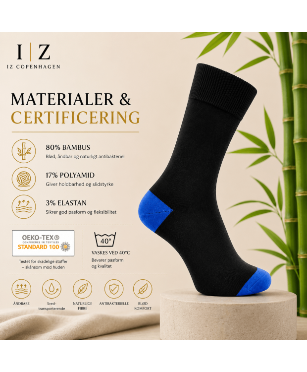 iZ Sock bambusstrømper sort/blå, unisex billede 5
