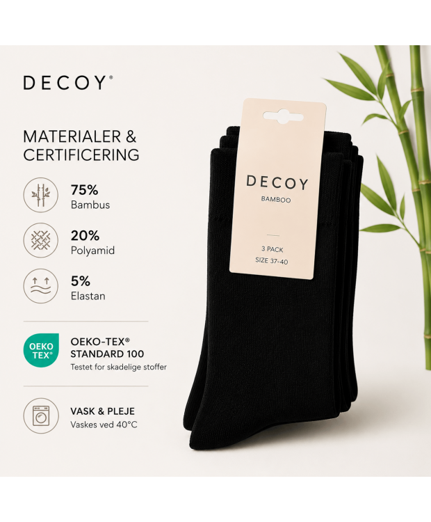 Decoy 3-pak sorte bambusstrømper til kvinder – 37-41 billede 4