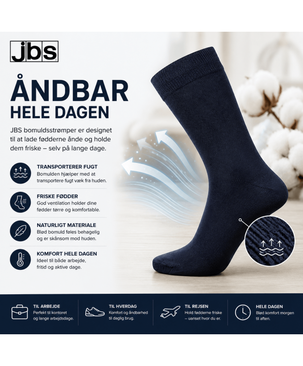 JBS klassiske bomuldsstrømper til herre – navy billede 4