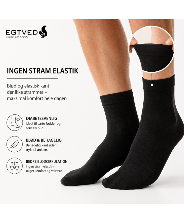 Egtved Bambusstrømper uden Elastik i Sort til Herre – Bløde, Åndbare & Komfort hele Dagen billede 2