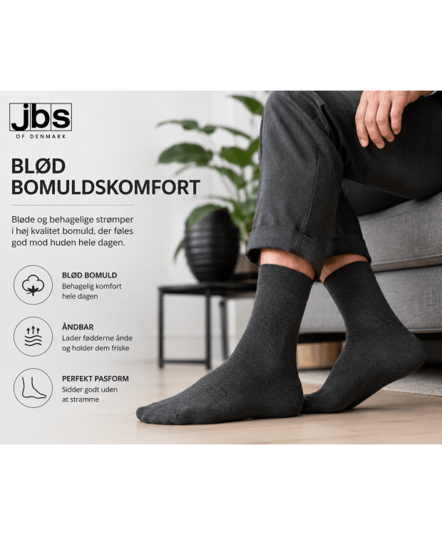 JBS klassiske bomuldsstrømper til herre – mørkegrå billede 3