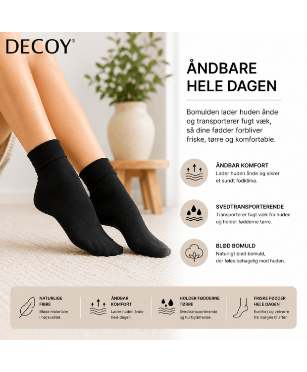 Decoy ankelstrømper uden elastik sort dame – 37–41 billede 2