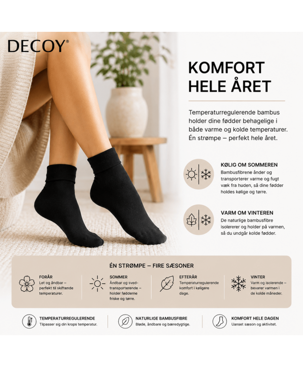 Decoy ankelstrømper uden elastik sort dame – 37–41 billede 3