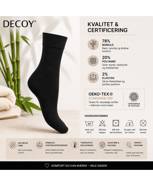 Decoy ankelstrømper uden elastik sort dame – 37–41 billede 5