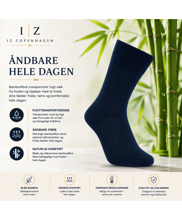 iZ Sock Copenhagen bambusstrømper unisex – marineblå billede 4