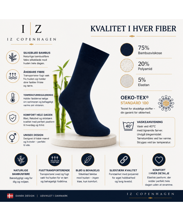 iZ Sock Copenhagen bambusstrømper unisex – marineblå billede 6