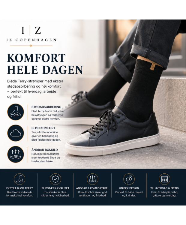 iZ Sock Terry bomuldsstrømper sort unisex billede 5
