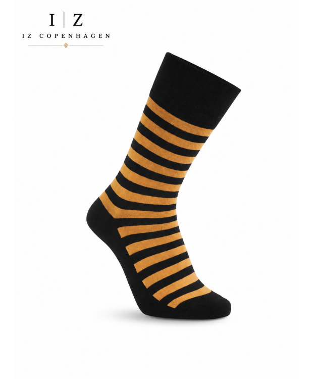iZ Sock stribede bambusstrømper sort/orange unisex – OUTLET