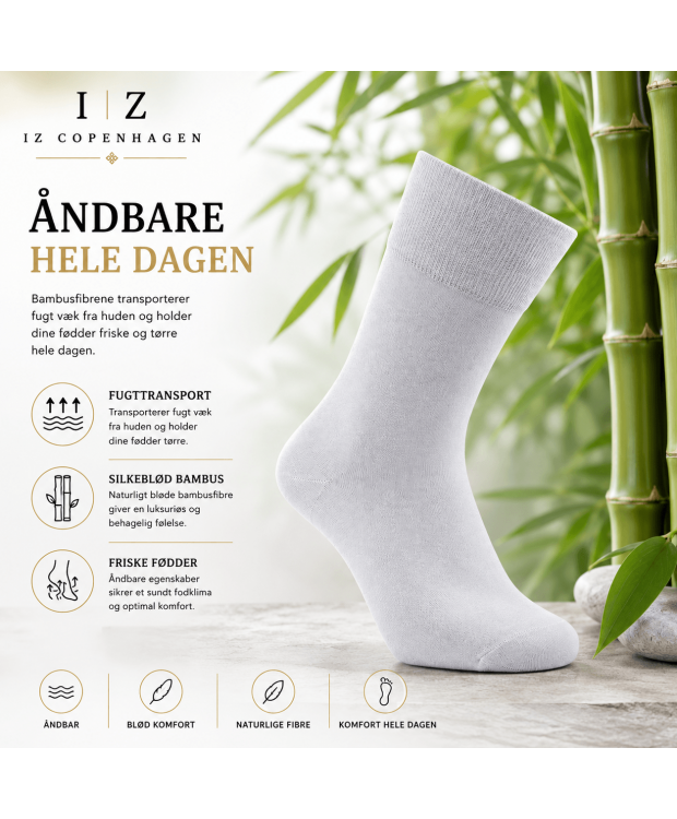 iZ Sock bambusstrømper i lysegrå til dame og herre – OUTLET billede 2