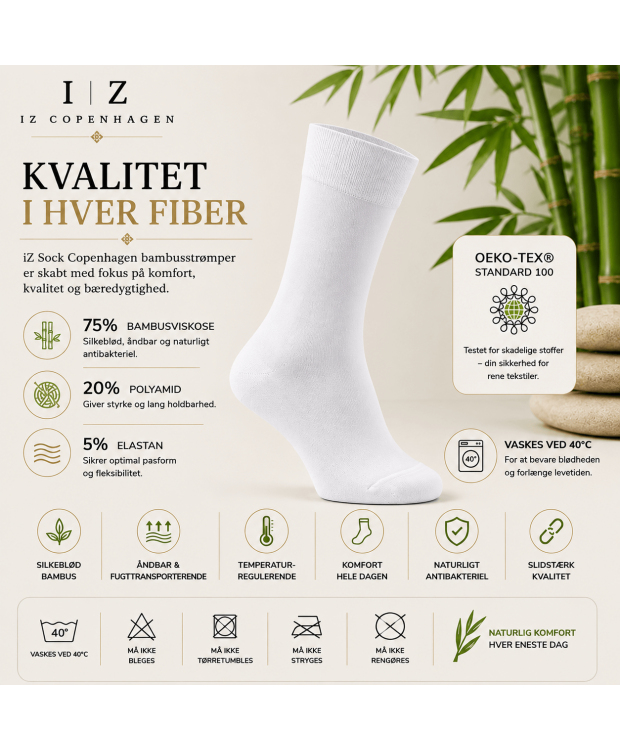 iZ Sock Copenhagen hvide bambusstrømper til dame og herre billede 2