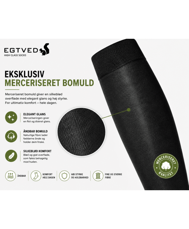 Egtved knæstrømper i sort merceriseret bomuld – herre 40–48 billede 2