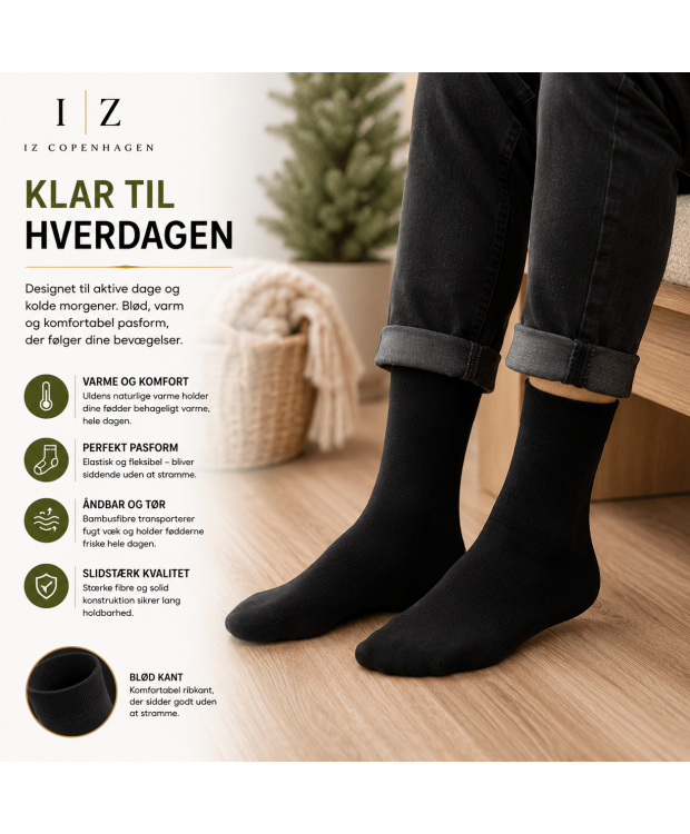 iZ Sock sorte bambus- og uldstrømper unisex – Outlet billede 2