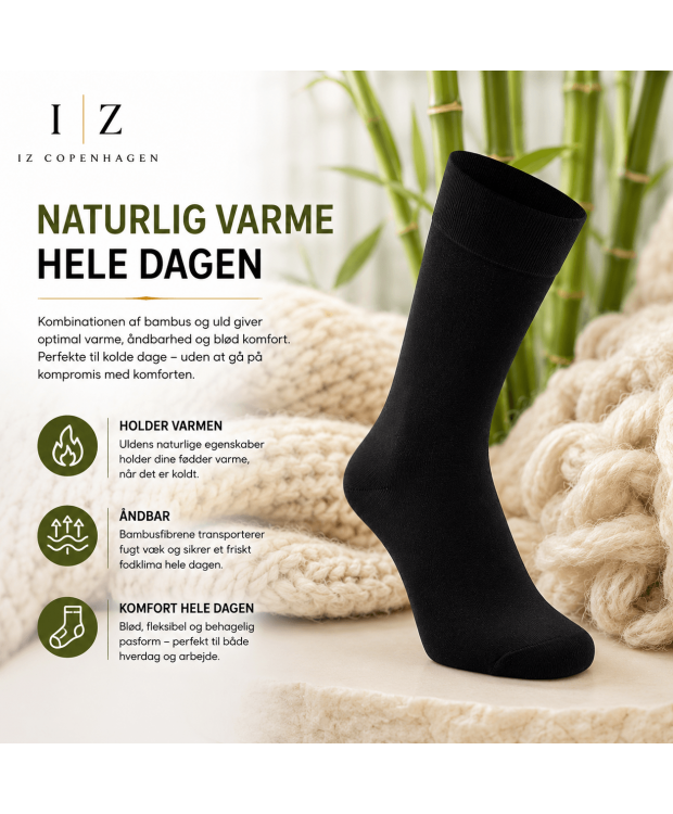 iZ Sock sorte bambus- og uldstrømper unisex – Outlet billede 3