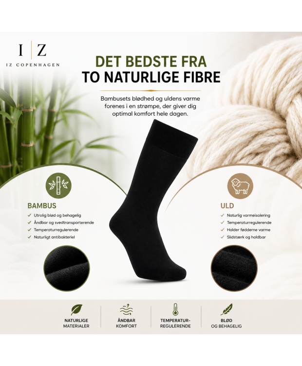 iZ Sock sorte bambus- og uldstrømper unisex – Outlet billede 5